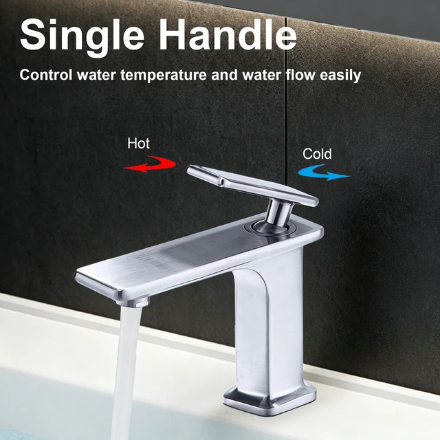 Alt view image 5 of 7 - Single Hole Faucet, Single Handle Vanity Basin Faucet, Chrome, Stainless Steel, Sink