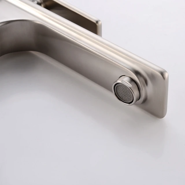 Alt view image 3 of 7 - Single Hole Faucet, Single Handle Vanity Basin Faucet, Brushed Nickel, Stainless Steel, Sink