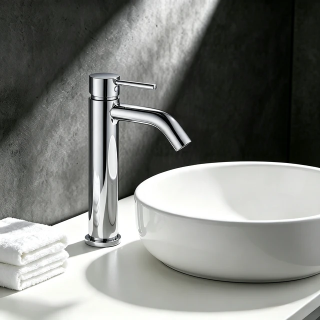 Alt view image 6 of 7 - Single Hole Faucet, Single Handle Vanity Basin Faucet, Chrome, Stainless Steel, Sink
