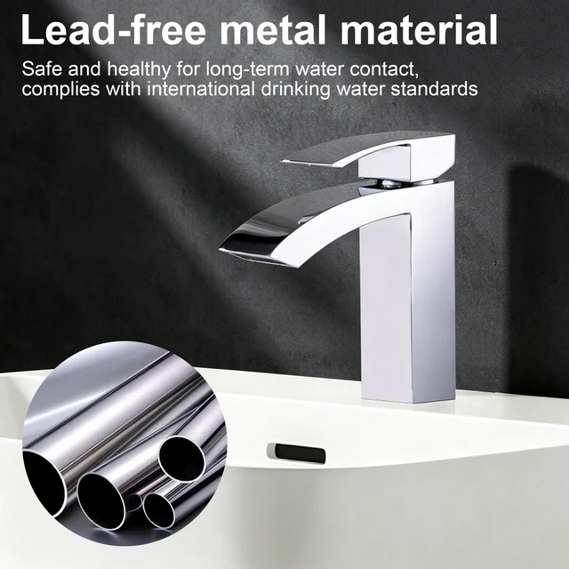 Alt view image 3 of 7 - Single Hole Faucet, Single Handle Vanity Basin Faucet, Chrome, Stainless Steel, Sink