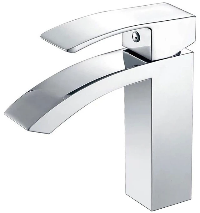 Main image of Single Hole Faucet, Single Handle Vanity Basin Faucet, Chrome, Stainless Steel, Sink