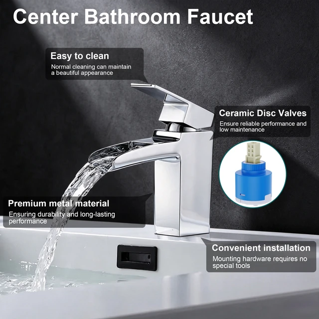 Alt view image 3 of 7 - Single Hole Faucet, Single Handle Vanity Basin Faucet, Chrome, Stainless Steel, Sink