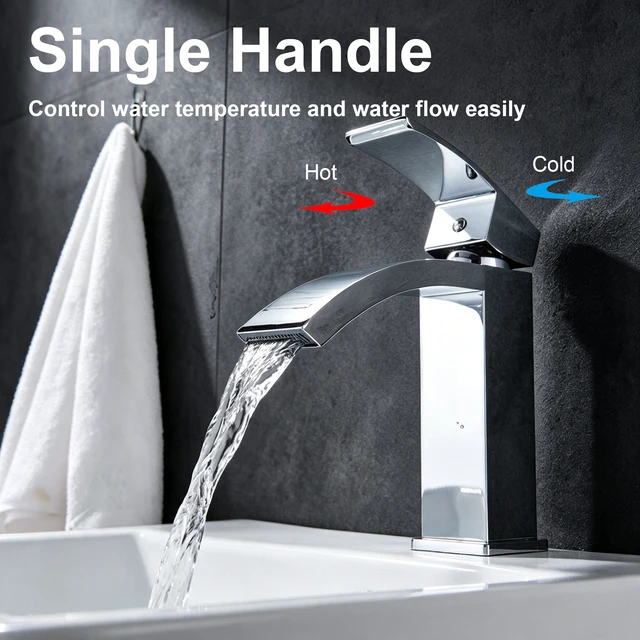 Alt view image 5 of 7 - Single Hole Faucet, Single Handle Vanity Basin Faucet, Chrome, Stainless Steel, Sink