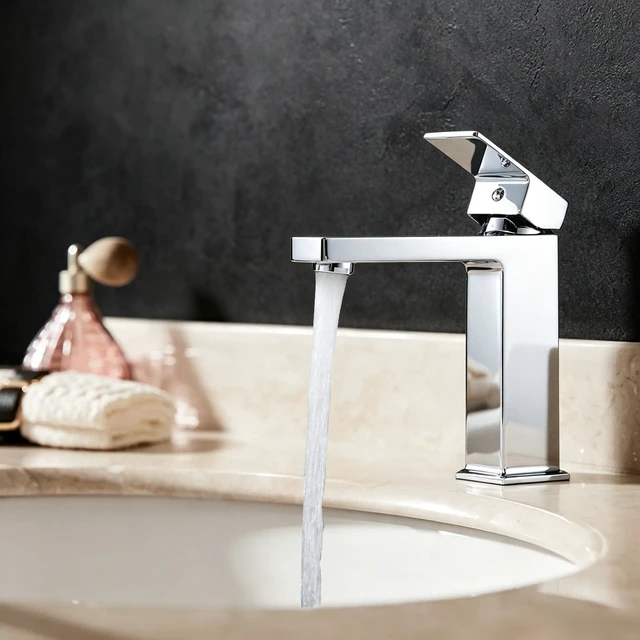 Alt view image 3 of 7 - Single Hole Faucet, Single Handle Vanity Basin Faucet, Chrome, Stainless Steel, Sink