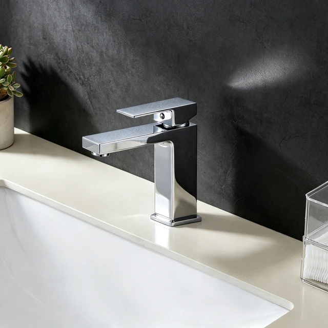 Alt view image 4 of 7 - Single Hole Faucet, Single Handle Vanity Basin Faucet, Chrome, Stainless Steel, Sink