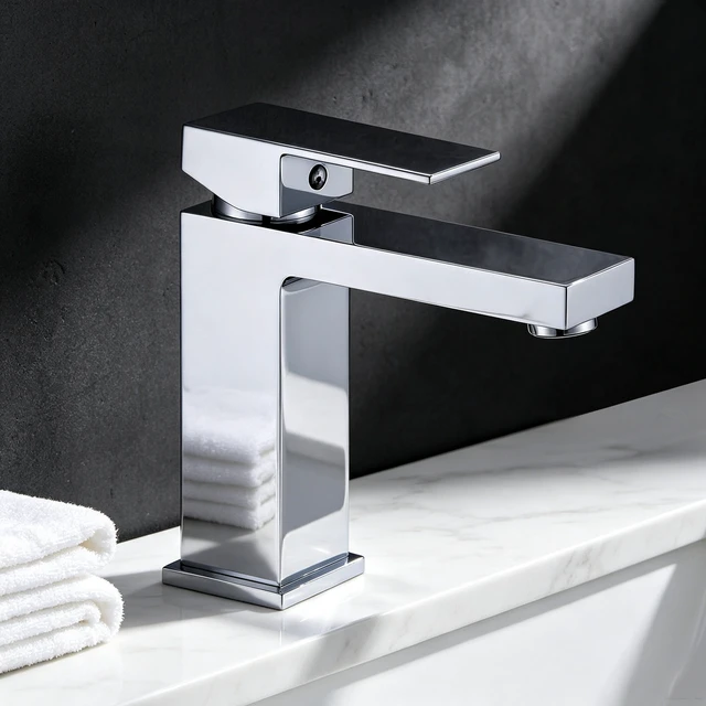 Alt view image 5 of 7 - Single Hole Faucet, Single Handle Vanity Basin Faucet, Chrome, Stainless Steel, Sink