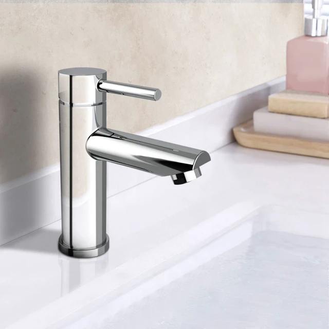 Alt view image 7 of 7 - Single Hole Faucet, Single Handle Vanity Basin Faucet, Chrome, Stainless Steel, Sink