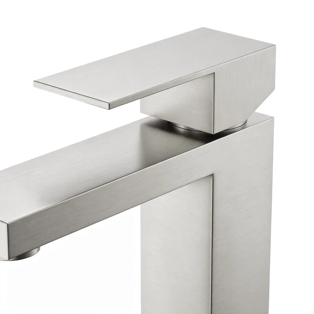Alt view image 2 of 7 - Single Hole Faucet, Single Handle Vanity Basin Faucet, Brushed Nickel, Stainless Steel, Sink