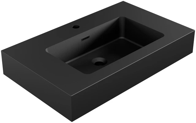 Main image of 30, Integrated Engineered Solid Surface Basin Without Drain and Faucet Color, Matte Black, Solid Surface, Sinks