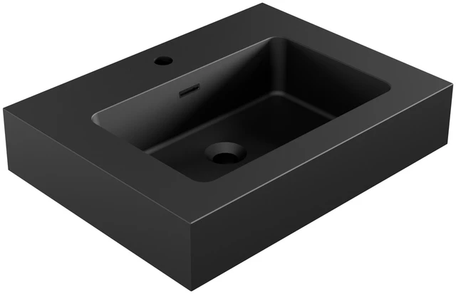Main image of 24, Integrated Engineered Solid Surface Basin Without Drain and Faucet Color, Matte Black, Solid Surface, Sinks