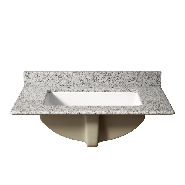 Alt view image 3 of 5 - 30 Inch Vanity Top, Granite Top with Ceramic Sink Faucet Drain Set Sink Stopper, Black Gray White, Granite
