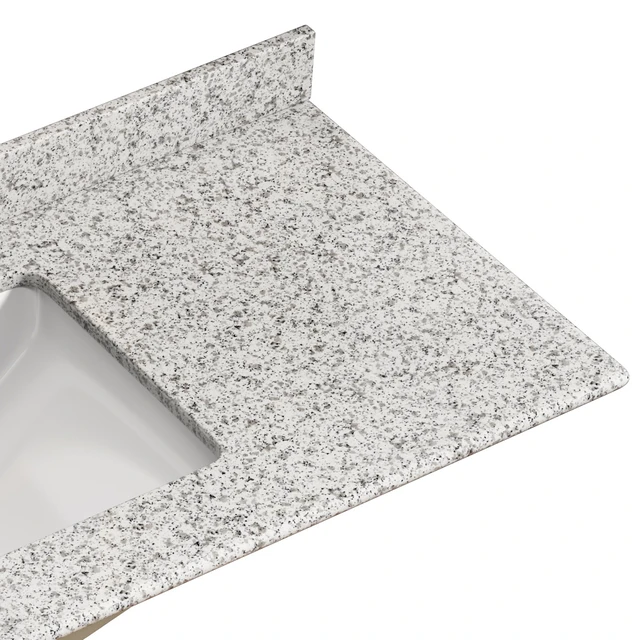 Alt view image 4 of 5 - 48 Inch Vanity Top, Countertop with Ceramic Sink Faucet Drain Set Sink Stopper, Black Gray White, Granite