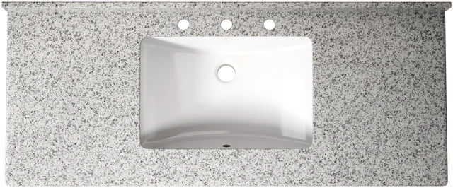 Main image of 48 Inch Vanity Top, Countertop with Ceramic Sink Faucet Drain Set Sink Stopper, Black Gray White, Granite