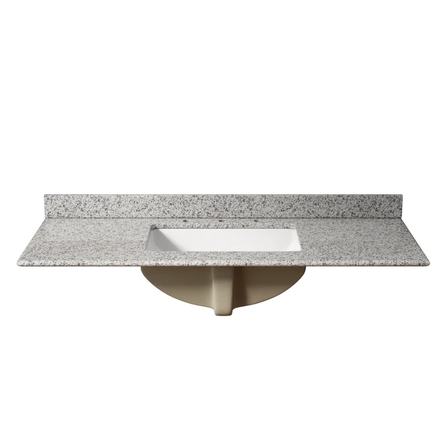 Alt view image 3 of 5 - 48 Inch Vanity Top, Countertop with Ceramic Sink Faucet Drain Set Sink Stopper, Black Gray White, Granite