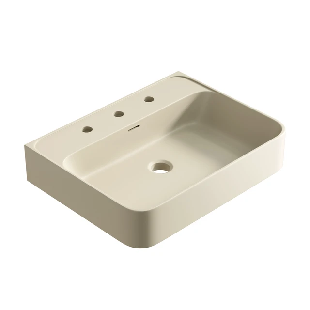 Alt view image 2 of 5 - 24 Inch Artificial Vanity Top, Solid Surface Integrated Sink with Pre Drilled Faucet Holes Faucet Cabinet and Sink