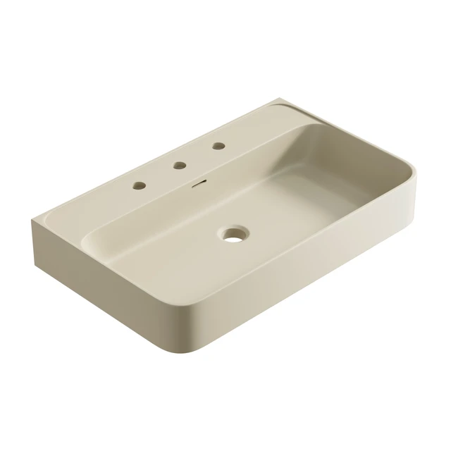 Alt view image 2 of 5 - 30 Inch Artificial Vanity Top, Solid Surface Integrated Sink with Pre Drilled Faucet Holes Faucet Cabinet and Sink