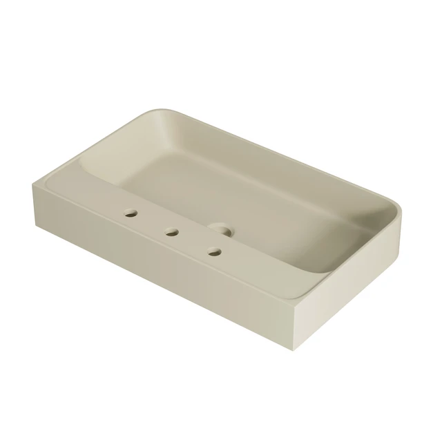 Alt view image 4 of 5 - 30 Inch Artificial Vanity Top, Solid Surface Integrated Sink with Pre Drilled Faucet Holes Faucet Cabinet and Sink
