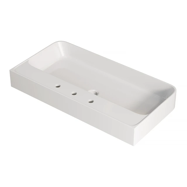 Alt view image 2 of 5 - 36 Inch Artificial Vanity Top, Solid Surface Integrated Sink with Pre Drilled Faucet Holes Cabinet Faucet and Sink