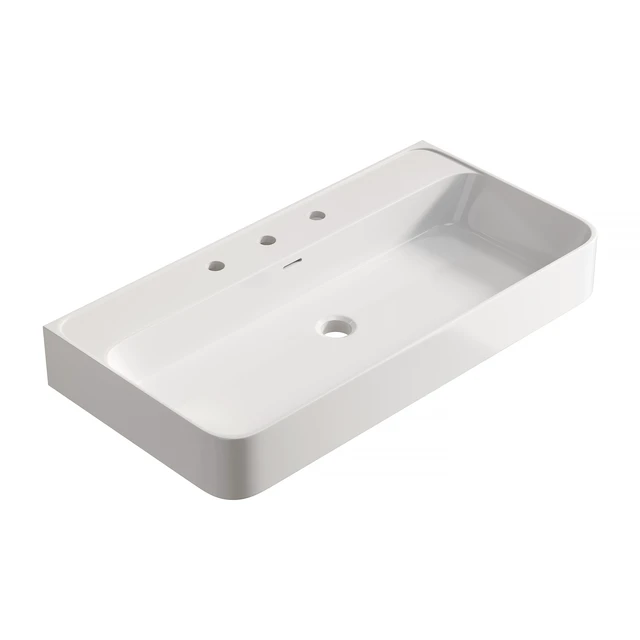 Alt view image 4 of 5 - 36 Inch Artificial Vanity Top, Solid Surface Integrated Sink with Pre Drilled Faucet Holes Cabinet Faucet and Sink