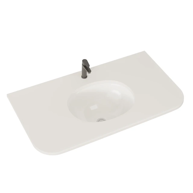 Alt view image 2 of 7 - 36 Inch Artificial Countertop with Ceramic Sink, White, Artificial Marble, Sinks