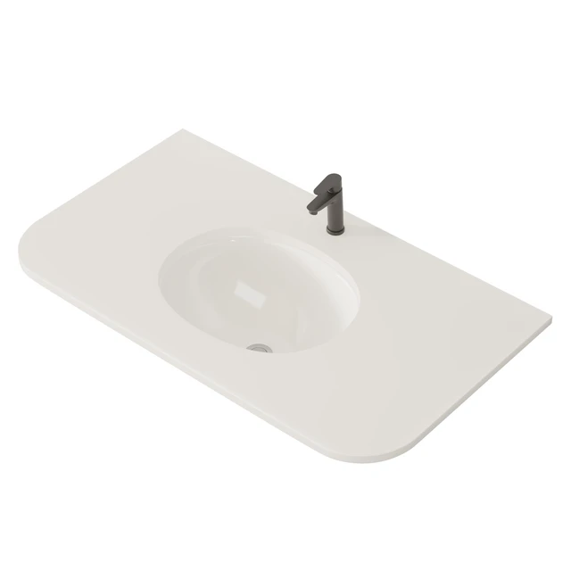 Alt view image 3 of 7 - 36 Inch Artificial Countertop with Ceramic Sink, White, Artificial Marble, Sinks