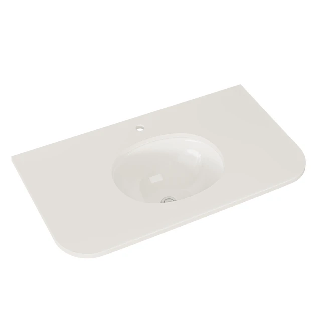 Alt view image 6 of 7 - 36 Inch Artificial Countertop with Ceramic Sink, White, Artificial Marble, Sinks