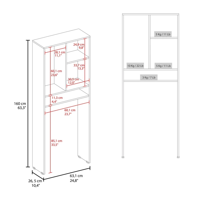 Alt view image 6 of 7 - 4 Shelf Over The-Toilet Storage Cabinet, Hazelnut, Particle Board, Storage