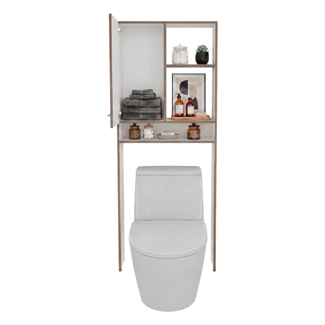 Alt view image 3 of 7 - 4 Shelf Over The-Toilet Storage Cabinet, Hazelnut, Particle Board, Storage