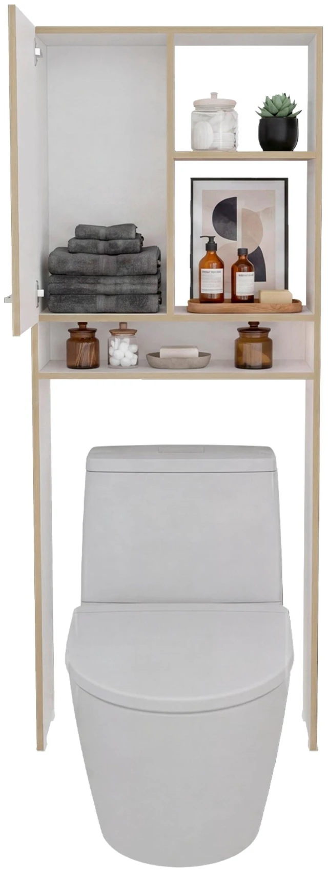 Alt view image 4 of 7 - Cartagena 4 Shelf Over The-Toilet Storage Cabinet, White, Particle Board, Storage