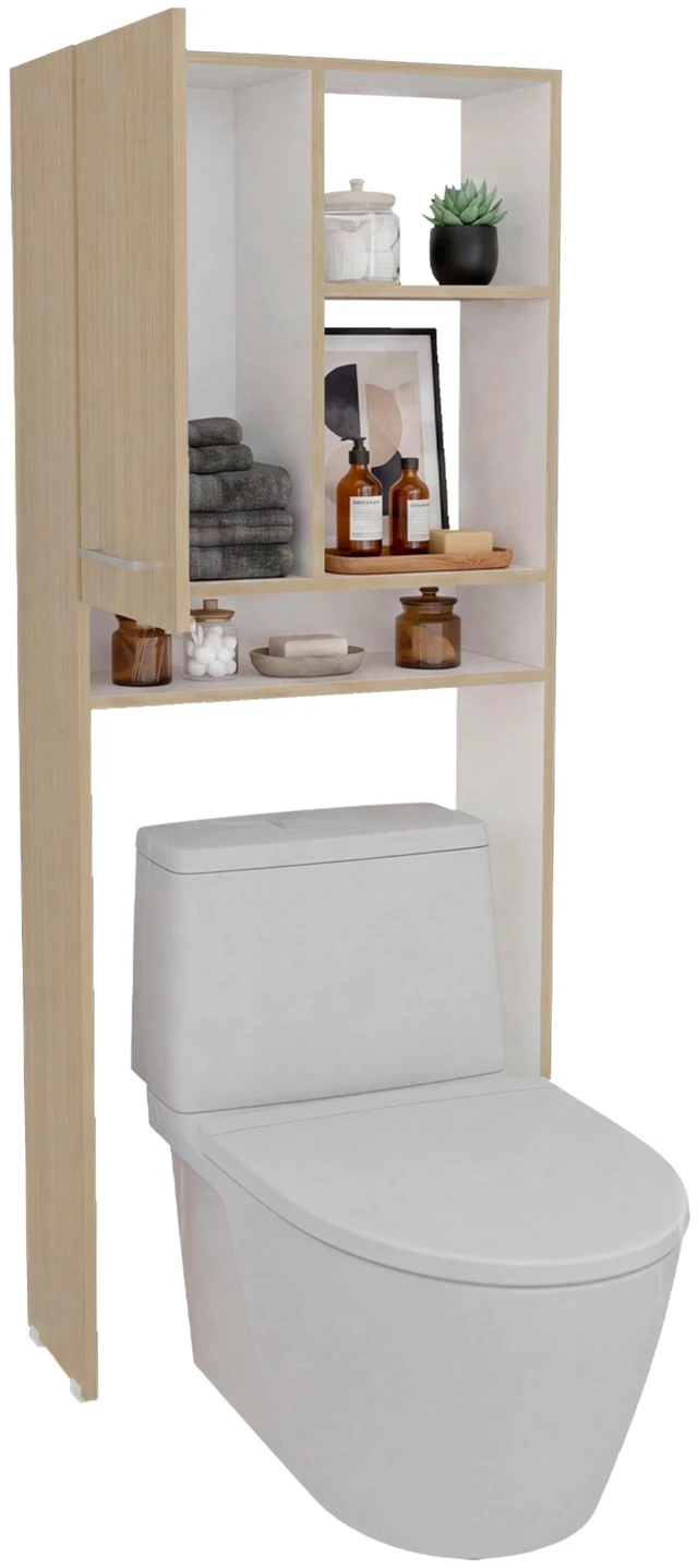 Alt view image 3 of 7 - Cartagena 4 Shelf Over The-Toilet Storage Cabinet, White, Particle Board, Storage