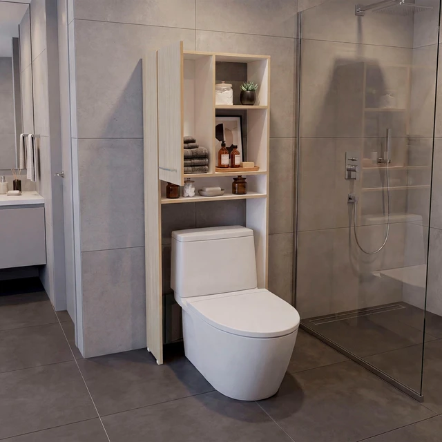 Alt view image 2 of 7 - Cartagena 4 Shelf Over The-Toilet Storage Cabinet, White, Particle Board, Storage