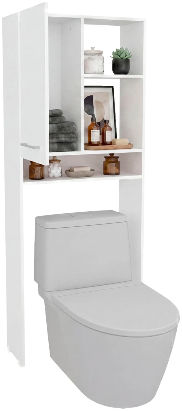 Alt view image 3 of 7 - 4 Shelf Over The-Toilet Storage Cabinet, White, Particle Board, Storage