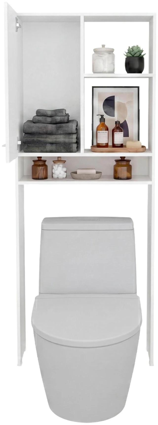 Alt view image 4 of 7 - 4 Shelf Over The-Toilet Storage Cabinet, White, Particle Board, Storage