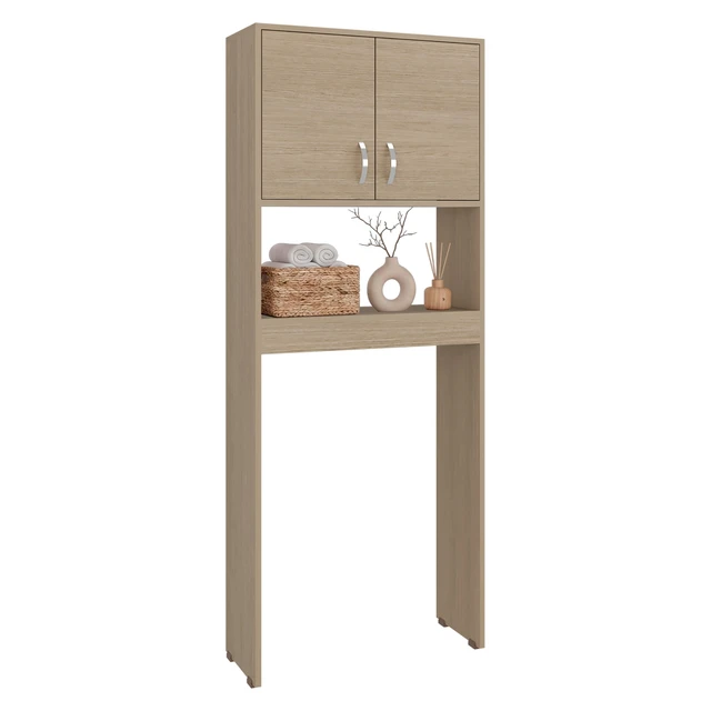 Alt view image 4 of 7 - Cartagena 2 Door Over The-Toilet Storage Cabinet, Grey, Particle Board, Storage