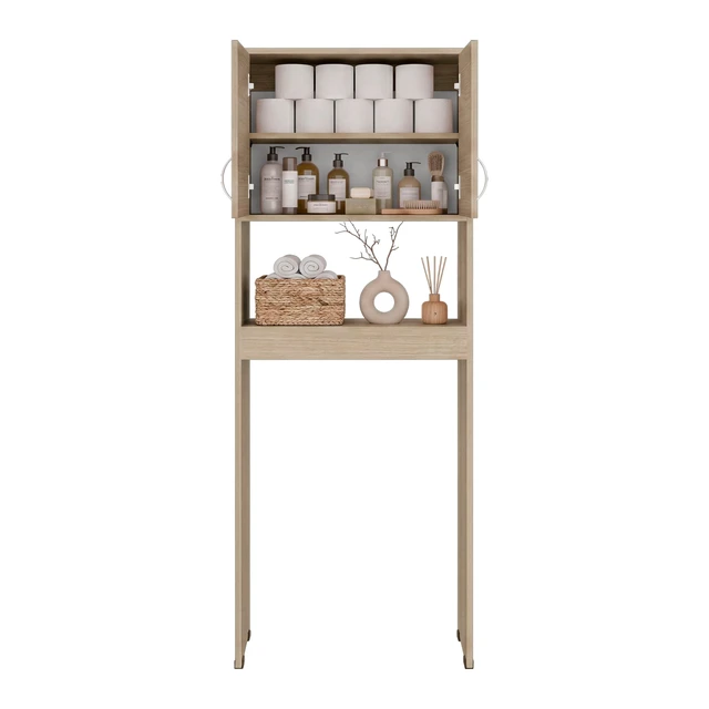 Alt view image 6 of 7 - Cartagena 2 Door Over The-Toilet Storage Cabinet, Grey, Particle Board, Storage