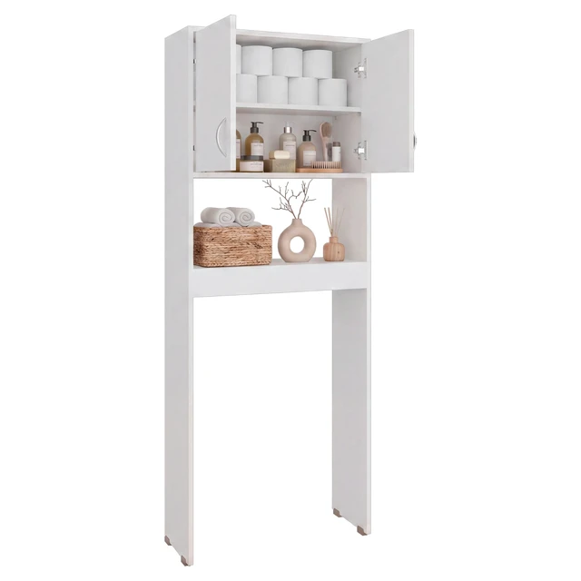 Alt view image 4 of 7 - 2 Door Over The-Toilet Storage Cabinet, White, Particle Board, Storage