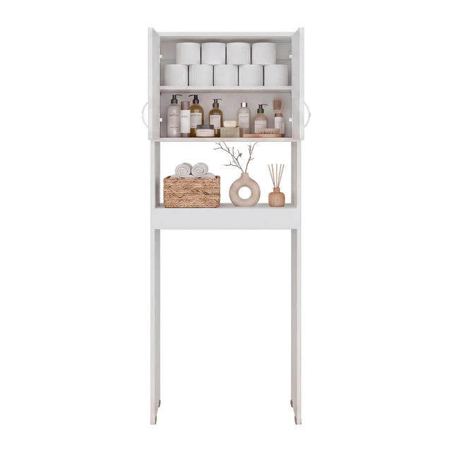 Alt view image 6 of 7 - 2 Door Over The-Toilet Storage Cabinet, White, Particle Board, Storage