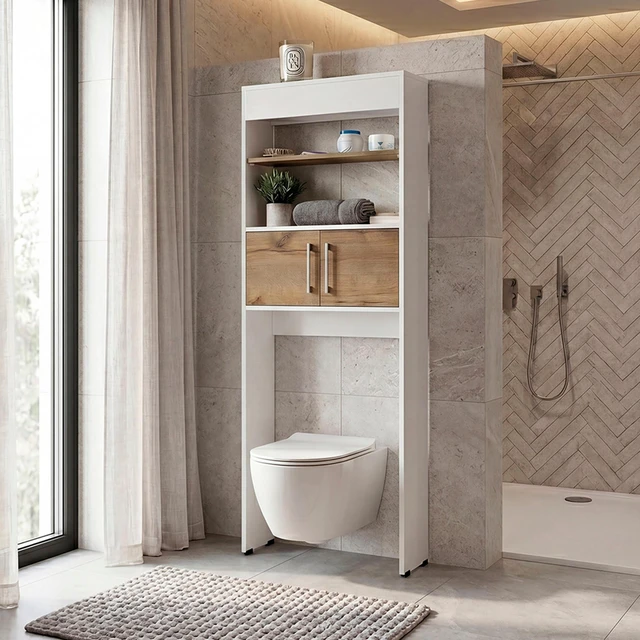 Main image of 2 Door Over The-Toilet Storage Cabinet, White, Particle Board, Storage