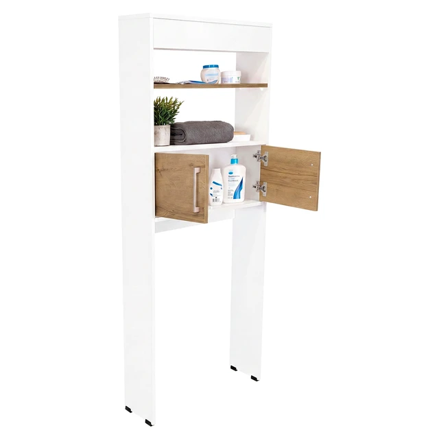 Alt view image 4 of 7 - 2 Door Over The-Toilet Storage Cabinet, White, Particle Board, Storage