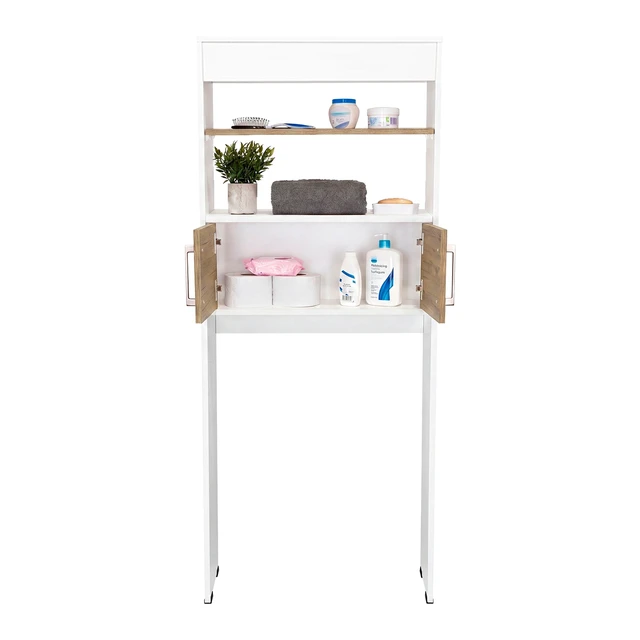 Alt view image 5 of 7 - 2 Door Over The-Toilet Storage Cabinet, White, Particle Board, Storage