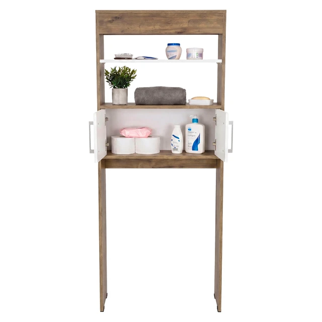 Alt view image 6 of 7 - 2 Door Over The-Toilet Storage Cabinet, Oak, Particle Board, Storage
