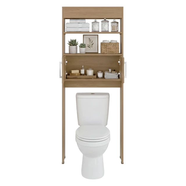 Alt view image 6 of 7 - 2 Door Over The-Toilet Storage Cabinet, Oak, Particle Board, Storage