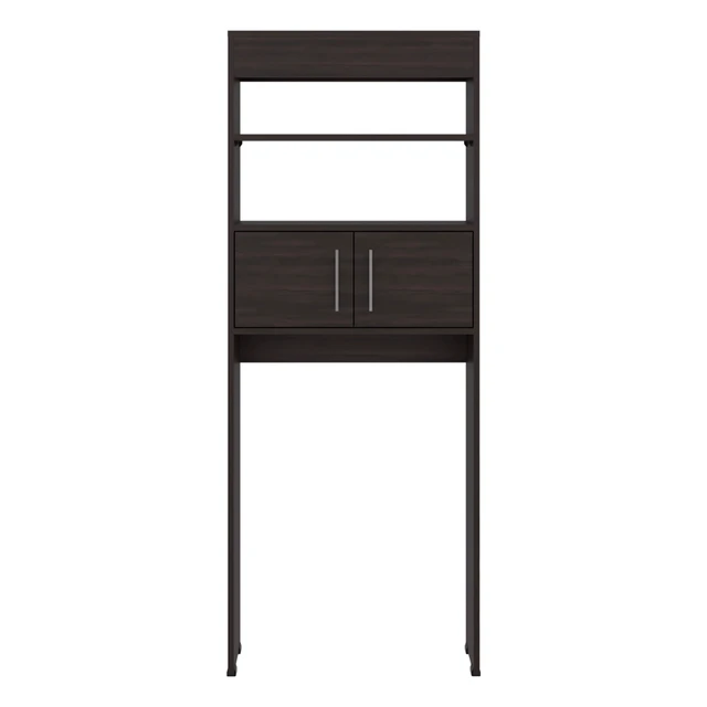 Alt view image 5 of 7 - Stained 2 Door Over The-Toilet Storage Cabinet, Walnut, Particle Board, Storage