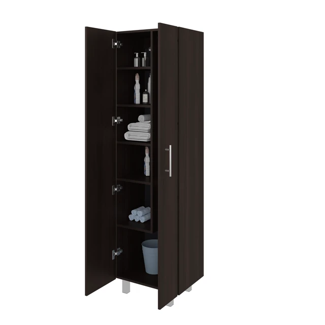 Alt view image 4 of 7 - Stained 2 Door Storage Cabinet, Walnut, Particle Board, Storage