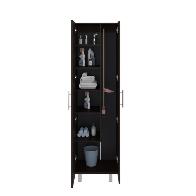 Alt view image 5 of 7 - Stained 2 Door Storage Cabinet, Walnut, Particle Board, Storage