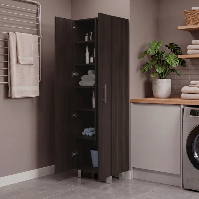 Main image of Stained 2 Door Storage Cabinet, Walnut, Particle Board, Storage