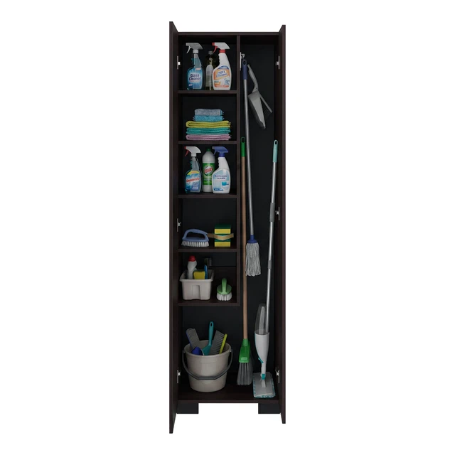 Alt view image 6 of 7 - Stained Utility Storage Cabinet, Walnut, Particle Board, Storage
