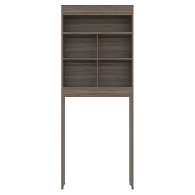 Alt view image 5 of 7 - Smitta Over The-Toilet Storage Cabinet with Open Shelves, Organizer Shelf, Hazelnut, Particle Board, Storage