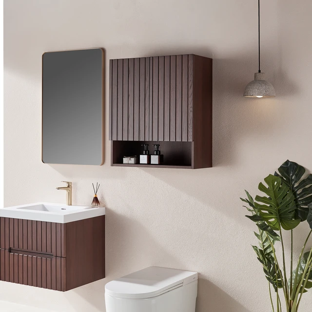 Alt view image 3 of 7 - 26 Inch Storage Wall Cabinet, Over the Toilet Storage Cabinet Above Toilet Medicine with Wood Shelf and Doors for