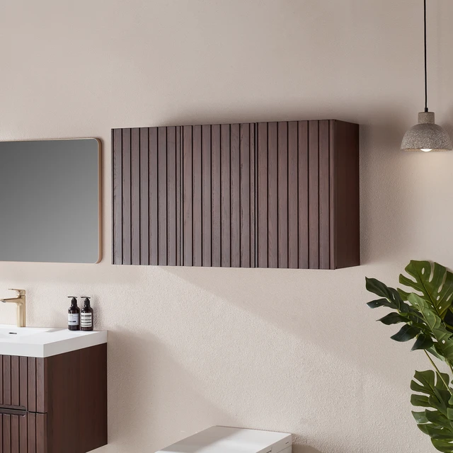 Alt view image 3 of 7 - 41 Inch Storage Wall Cabinet, Over the Toilet Storage Cabinet Above Toilet Medicine with Wood Shelf and Doors for